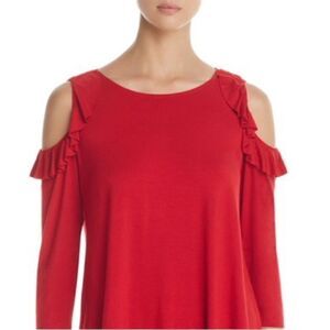 Halogen Nordstrom HA372331 MI RED PEPPER Cold shoulder long sleeve blouse top S